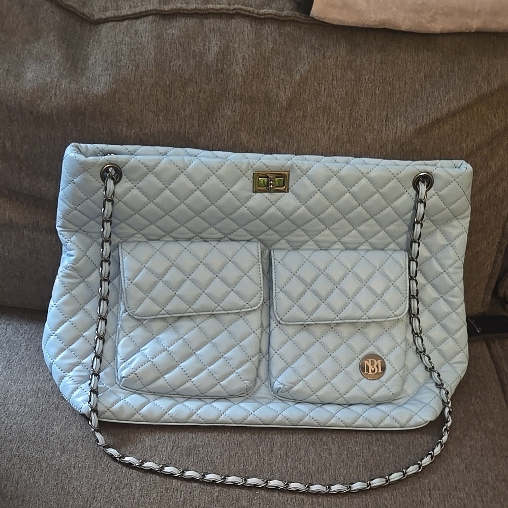 Quilted Light Blue Shoulder Bag